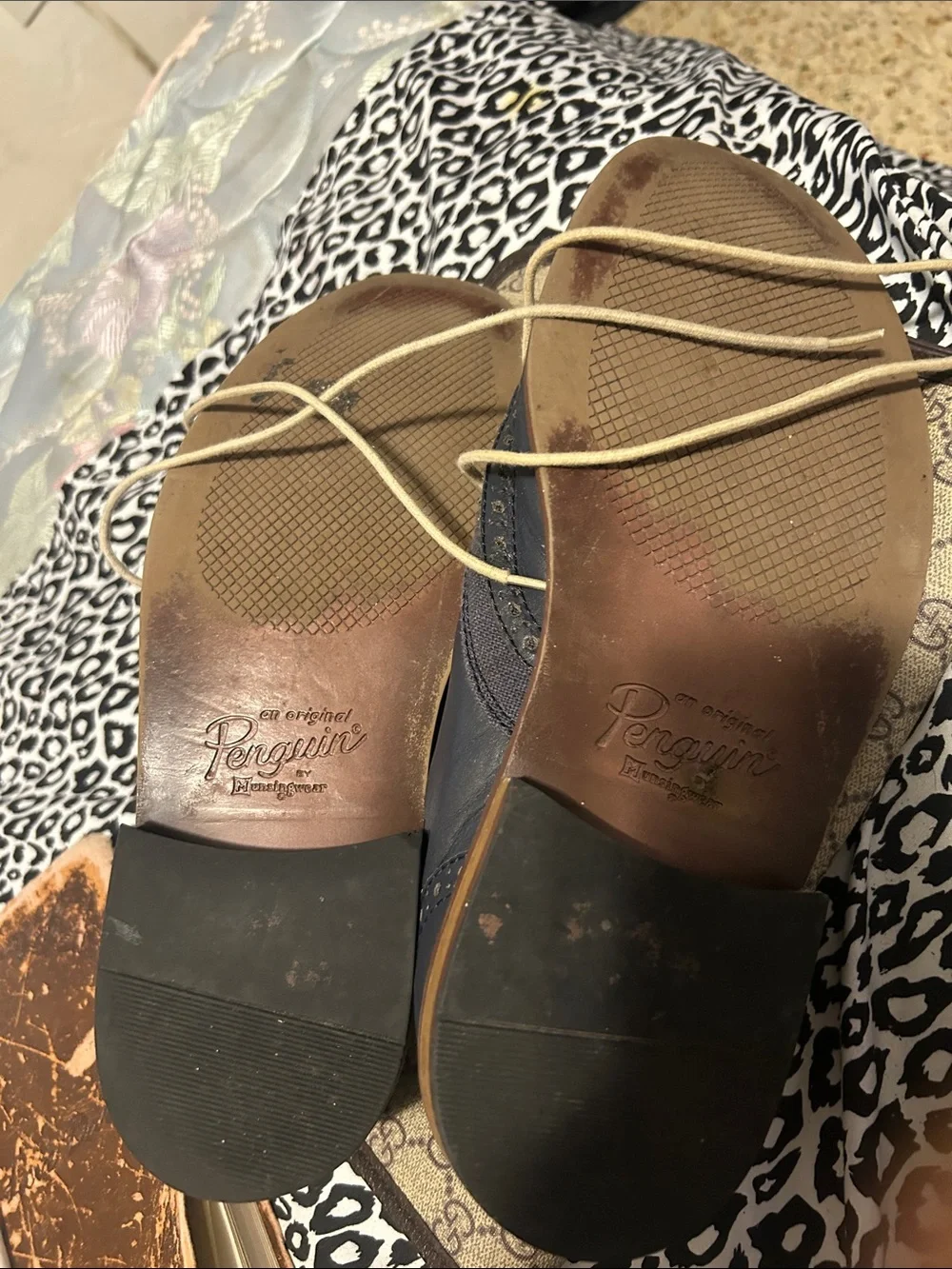 Original Penguin Navy and Tan Wingtip Oxfords